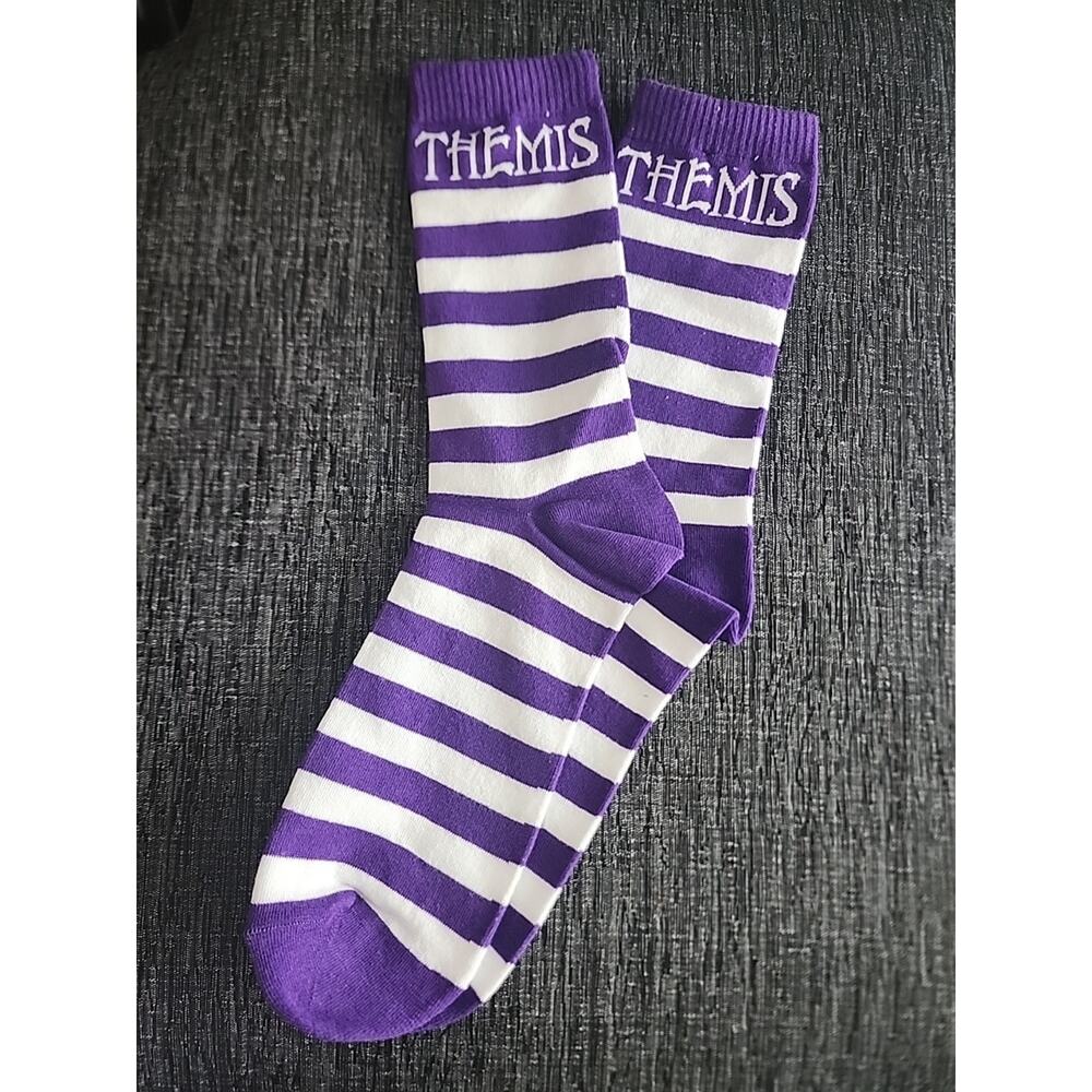 NEW Themis 2026 Purple White Socks New Orleans Mardi Gras Krewe Favor fa9730